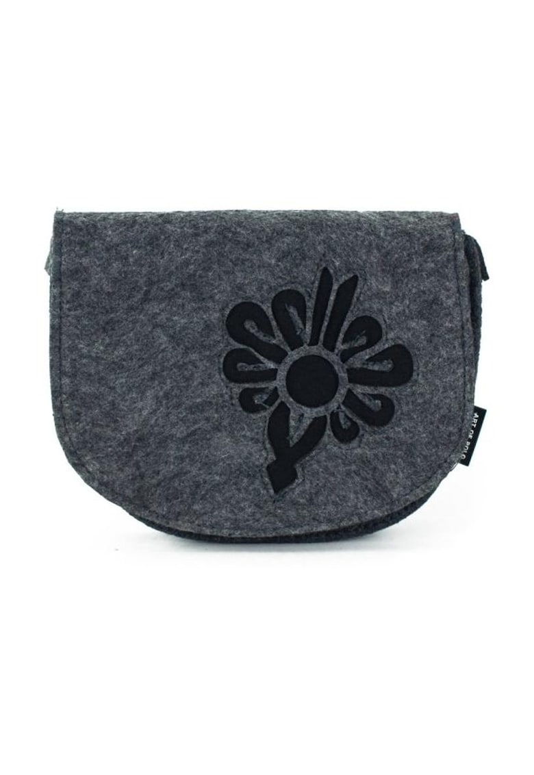 Geanta dama  Mini Folk - neagra - dimensiune unica - inchidere magnetica - cu motiv goralski