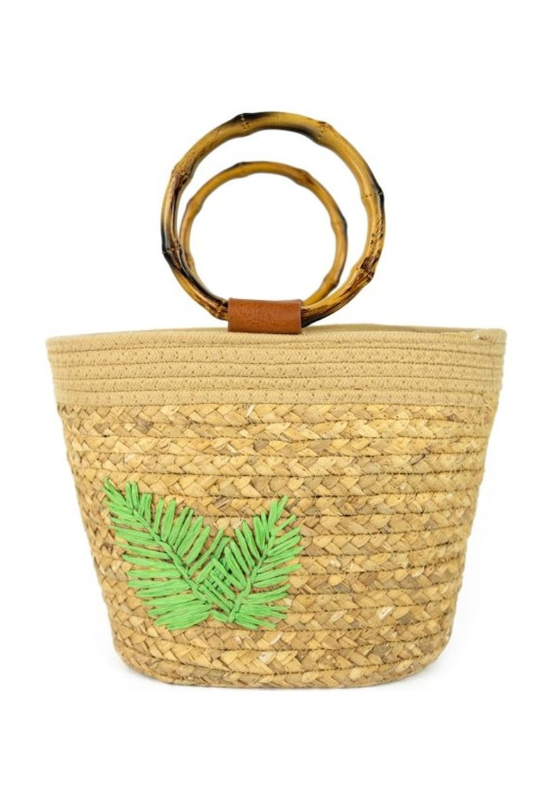 Geanta bucket din paie cu aspect impletit Matera