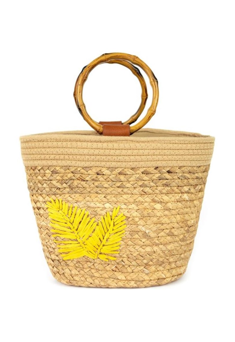 Geanta tip bucket din paie - cu aspect impletit Matera