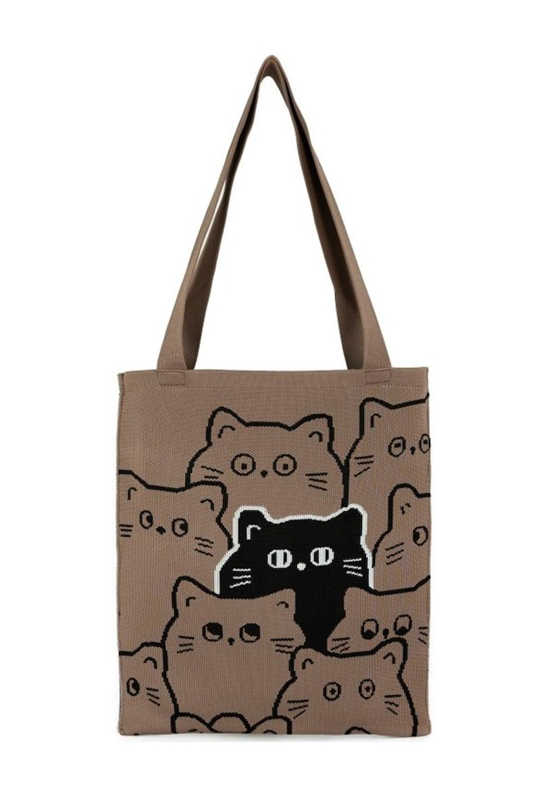 Geanta tote cu model cu pisici