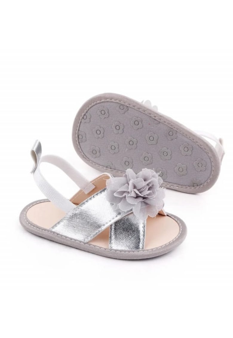 Sandale Model AL 11031 cu floricica - Textil - Fete - Argintiu -
