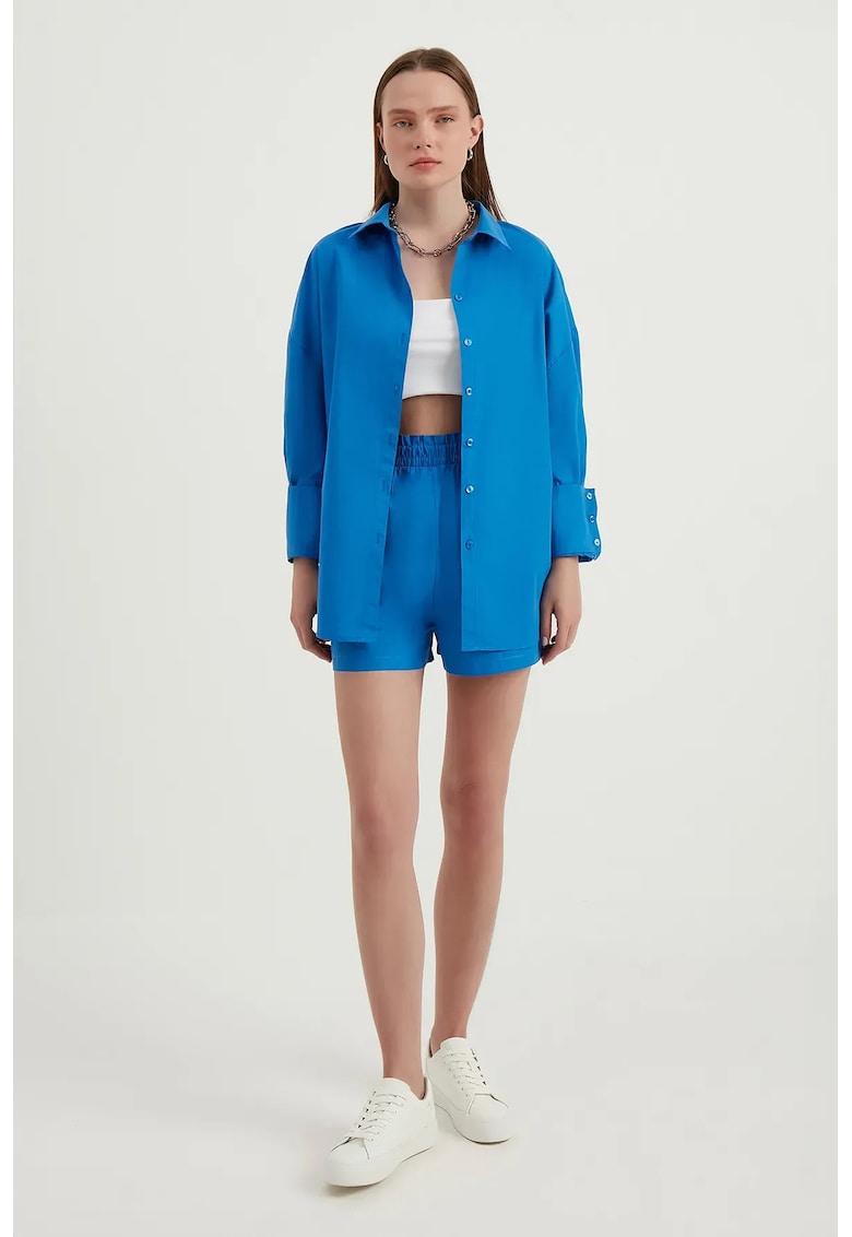 Compleu dama - 2 piese - albastru - textil