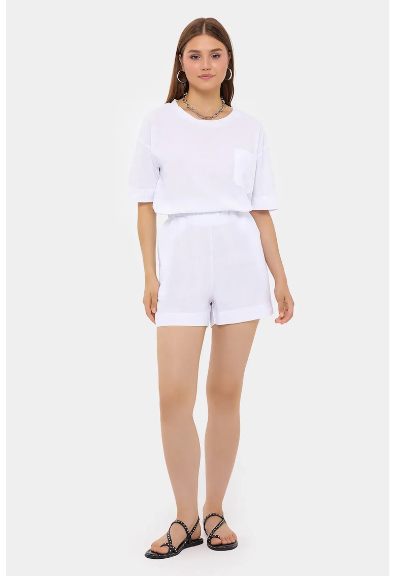 Compleu dama - talie inalta - alb - bumbac