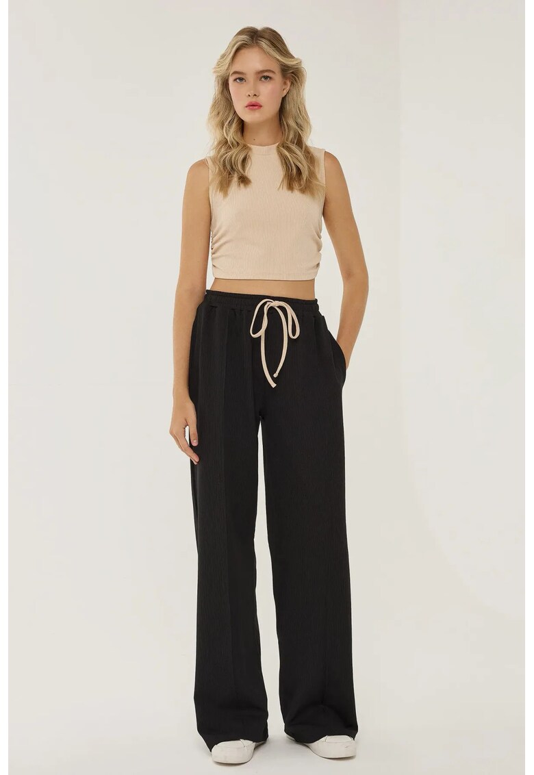 Compleu dama - tricotat - negru - bej - jerseu