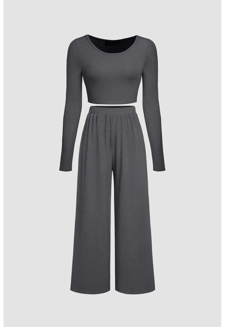 Compleu dama rochie - slim fit - gri - jerseu