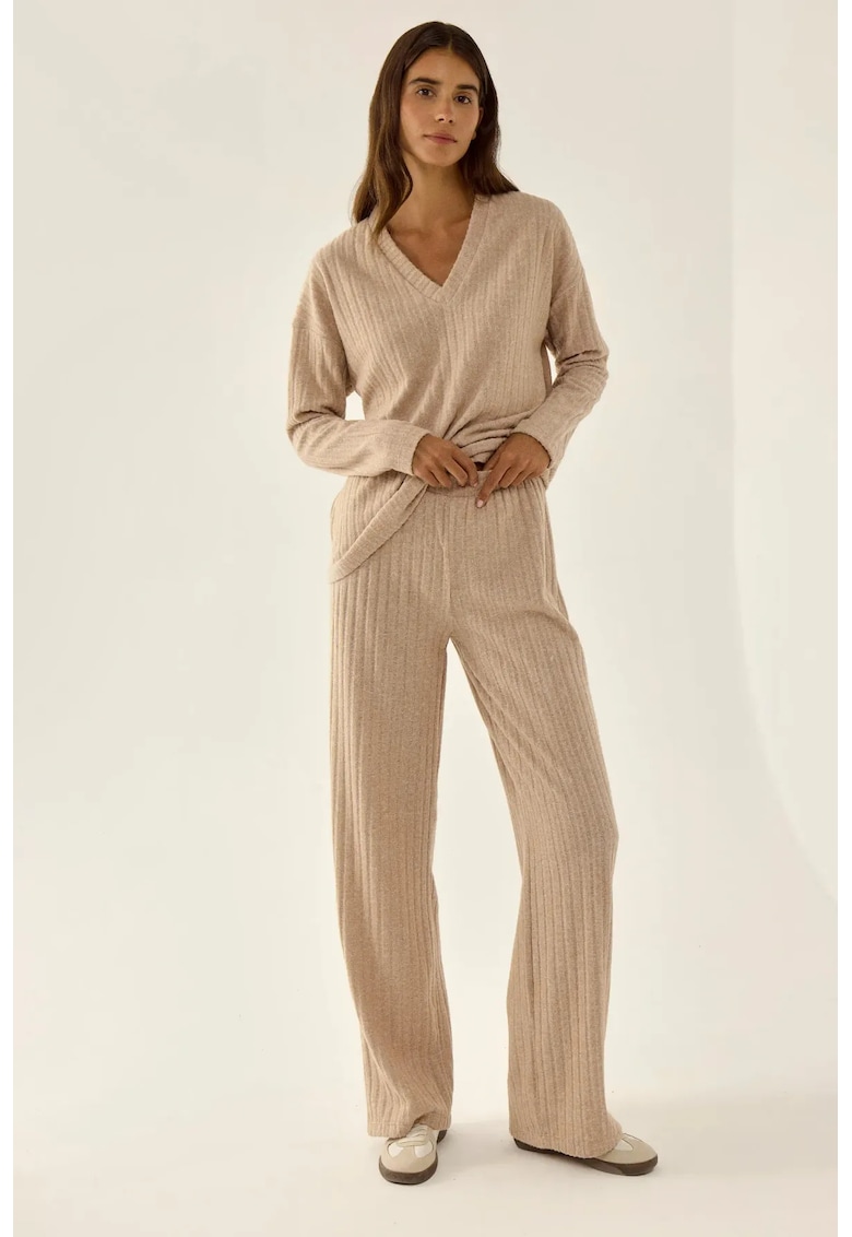 Compleu dama - doua piese - bej - jerseu