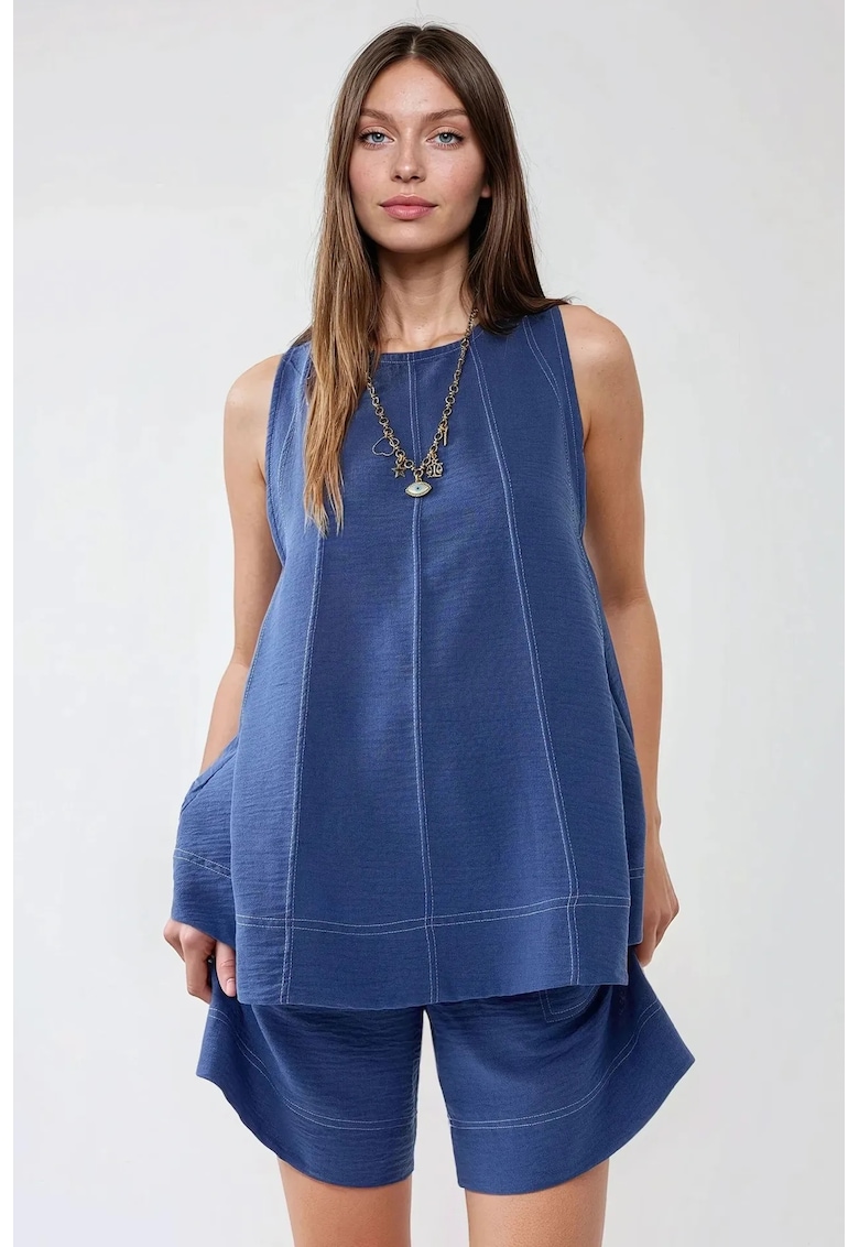 Compleu dama - Relax Fit - talie inalta - albastru - denim