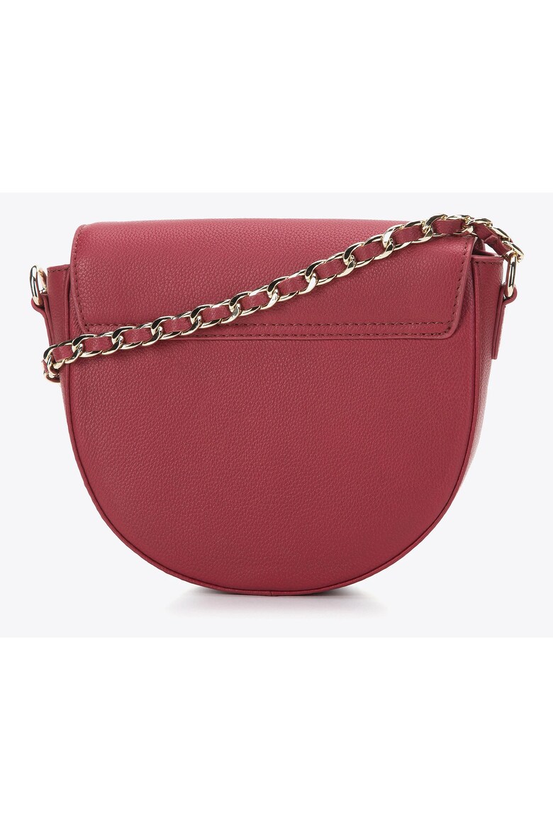 Geanta dama saddle bag din piele naturala rosie cu lant, 100% piele ...