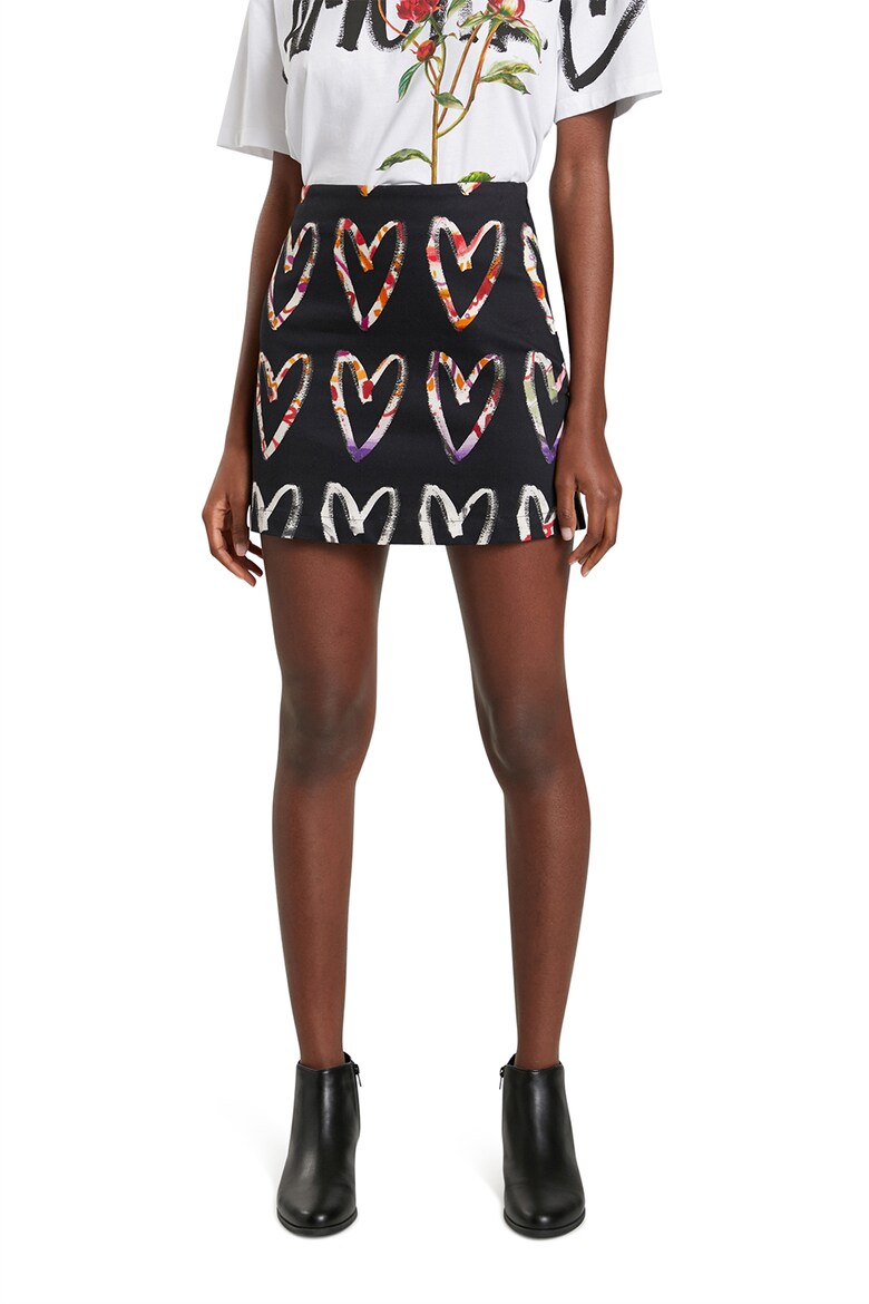 Model Cu Inimi Fusta cu talie inalta si model cu inimi DESIGUAL (21WWFW15-2000 ...