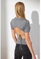 Trendyol Rövid ujjú galléros póló kivágással a hátoldalán női