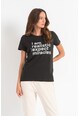 ICHI Tricou de bumbac organic cu imprimeu text Camino Femei
