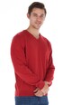 KVL by KENVELO Памучен пуловер с шпиц и рипсени краища Мъже