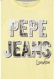Pepe Jeans London Tricou cu decolteu la baza gatului si imprimeu logo Baieti