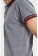 BLEND Pamuttartalmú galléros póló kontrasztos részletekkel férfi