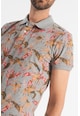 BLEND Szűk fazonú galléros póló trópusi mintával férfi