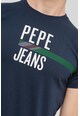 Pepe Jeans London Tricou cu decolteu la baza gatului si imprimeu logo Shelby Barbati