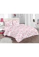Kring Спален комплект (чаршаф + плик за завивка + 2 калъфки за възглавница) за легло с размери 160x200 см, 132TC, 100% памук, Сив/Розов Жени