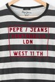Pepe Jeans London Tricou long fit in dungi cu aplicatie logo Baieti