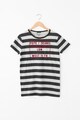 Pepe Jeans London Tricou long fit in dungi cu aplicatie logo Baieti