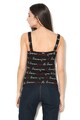 GUESS JEANS Top tricotat cu imprimeu text si nod decorativ Femei