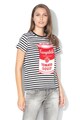 Andy Warhol by Pepe Jeans Tricou cu model in dungi si imprimeu grafic Femei