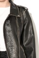 Pepe Jeans London Jacheta biker de piele sintetica, cu text pe partea din spate Alicia Femei