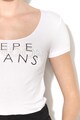Pepe Jeans London Brent szövegmintás dzsörzé póló női