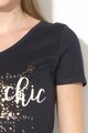 Big Star Tricou cu decolteu in V si imprimeu frontal Slimi Femei