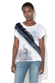 DESIGUAL Tricou lejer din amestec de in, cu design colorblock Bernice Femei