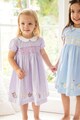 JoJo Maman Bebe Rochie cu croiala in A, dungi si broderie cu model grafic Fete