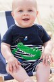 JoJo Maman Bebe Salopeta cu model in dungi si design crocodil Baieti