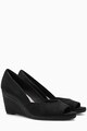 NEXT Pantofi wedge de piele intoarsa sintetica cu varf decupat Femei