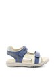 Kickers kids Sandale de piele cu insertii perforate si benzi velcro Platino Baieti