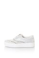 Zee Lane Pantofi casual flatform de piele intoarsa cu aspect stralucitor Femei