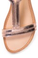 Gioseppo Sandale de piele cu bareta in T si aspect metalizat Femei