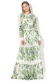 NISSA Дълга копринена рокля с флорална шарка и дантелени елементи Жени