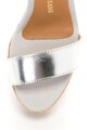 Trussardi Jeans Sandale wedge tip espadrile, de piele, cu particule stralucitoare Femei