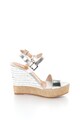 Trussardi Jeans Sandale wedge tip espadrile, de piele, cu particule stralucitoare Femei