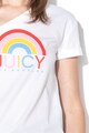 Juicy Couture Tricou cu decolteu pe un umar si imprimeu frontal Rainbow Femei