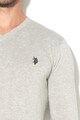 U.S. Polo Assn. Пуловер с шпиц деколте с бродирано лого Мъже