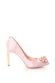 Ted Baker Pantofi de satin cu strasuri si toc cu aspect metalizat Peetch 2 Femei