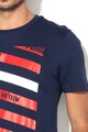 Puma Tricou cu model in dungi, text si logo, Bleumarin/Rosu/Alb, L Barbati