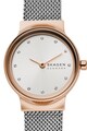 Skagen Часовник Freja с метална верижка и кристали Жени