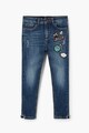 Mango Patch skinny fit farmernadrág dekoratív foltzsebekkel Lány