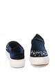 Oakoui Pantofi slip-on flatform de catifea cu strasuri Eva Femei