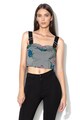 GUESS JEANS Top crop cu model in carouri si broderii Femei