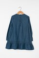 United Colors of Benetton Rochie din denim cu croiala in A si broderii florale Fete