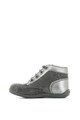 Kickers kids Pantofi sport de piele nabuc cu insertii metalice Fete