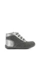 Kickers kids Pantofi sport de piele nabuc cu insertii metalice Fete