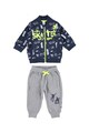 iDO Kids Set de jacheta bomber cu imprimeu grafic si pantaloni Baieti